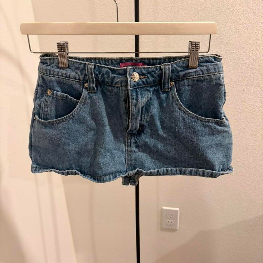 Edikted Denim Micro Mini Skort Blue Wash Size Small
